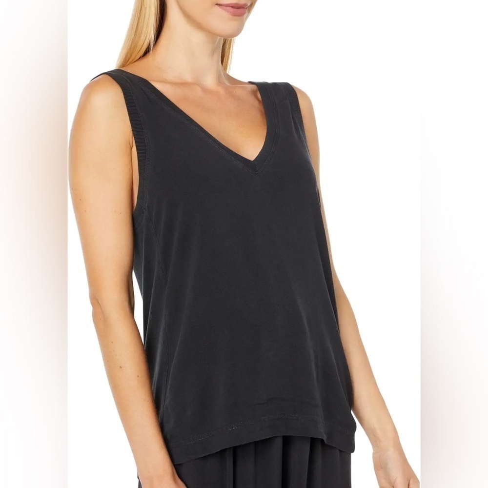 New Splendid Zinnia Viscose Double V-Neck Tank in Lead | Size Large - Picture 2 of 16